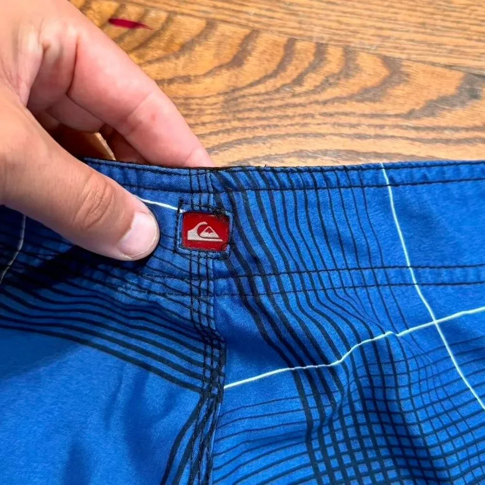 Vintage Quiksilver Plaid Spell Out Board Shorts Swim Trunks